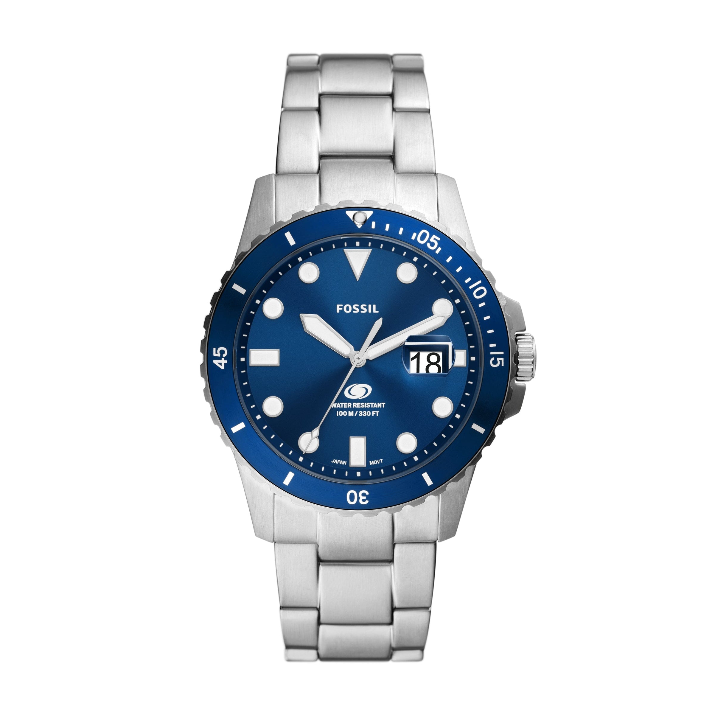 Fossil Blue Dive Three-Hand Date Stainless Steel Watch FS6029 Watches Fossil 