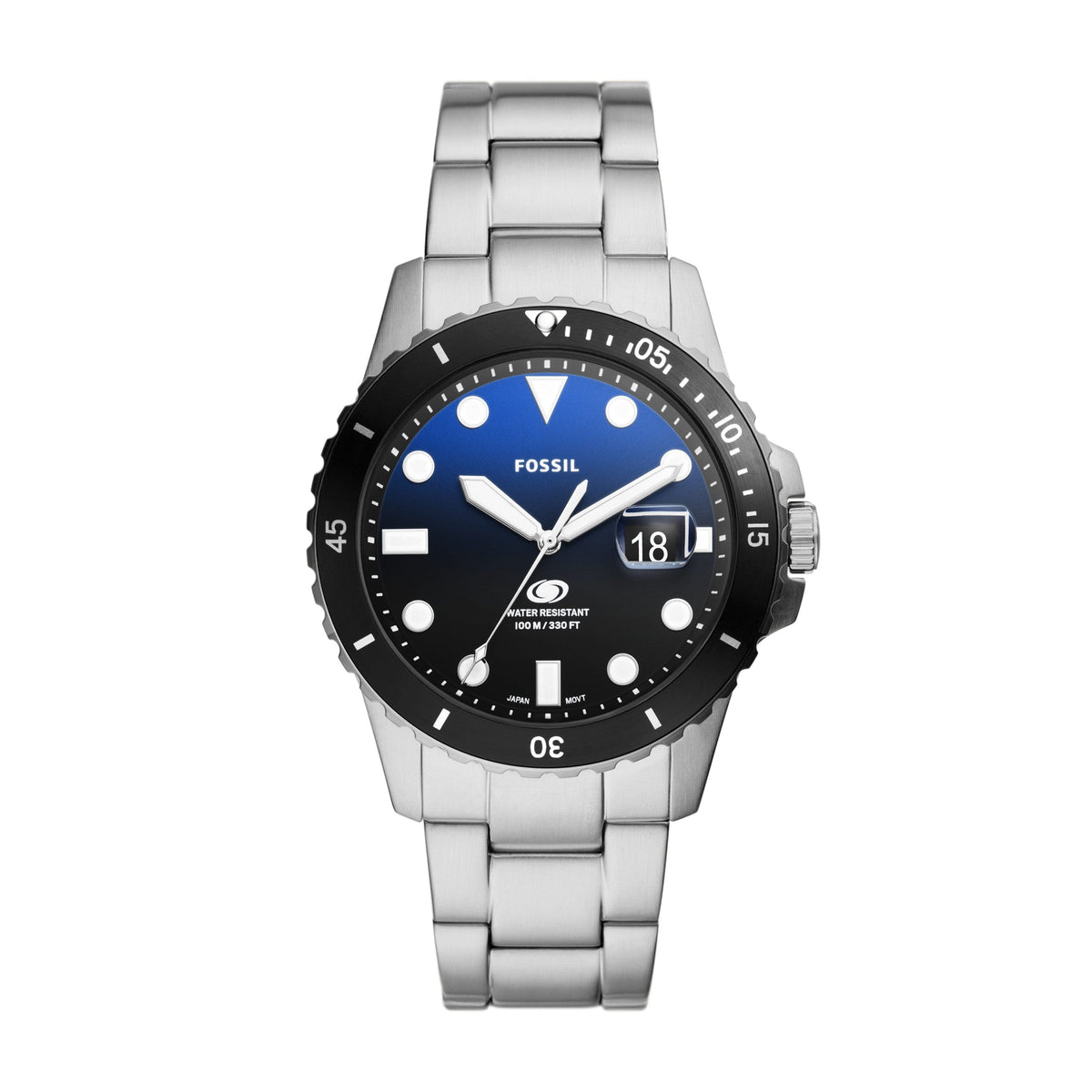 Fossil Blue Dive Three-Hand Date Stainless Steel Watch FS6038 Watches Fossil 
