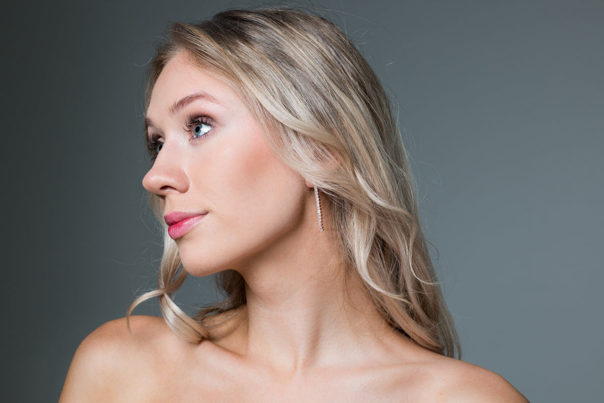 GEORGINI ICONIC BRIDAL VERA EARRINGS ROSE GOLD Bevilles Jewellers 