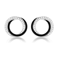 GEORGINI REFLECTION CIRCLES EARRING SILVER & BLACK ENAMEL Georgini 