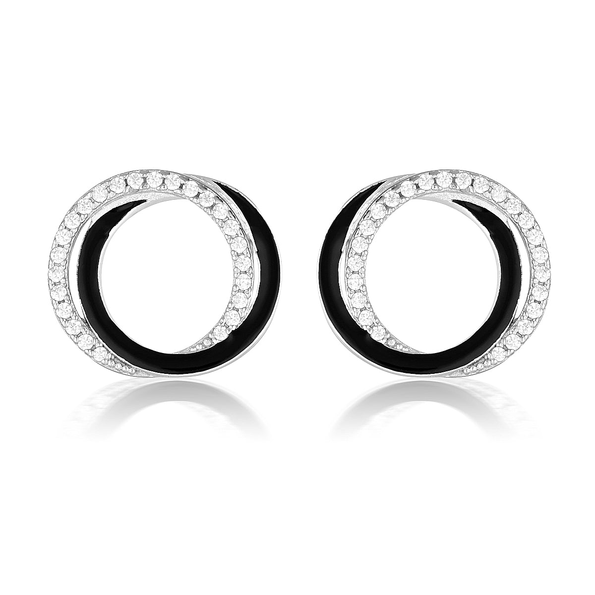 GEORGINI REFLECTION CIRCLES EARRING SILVER & BLACK ENAMEL Georgini 