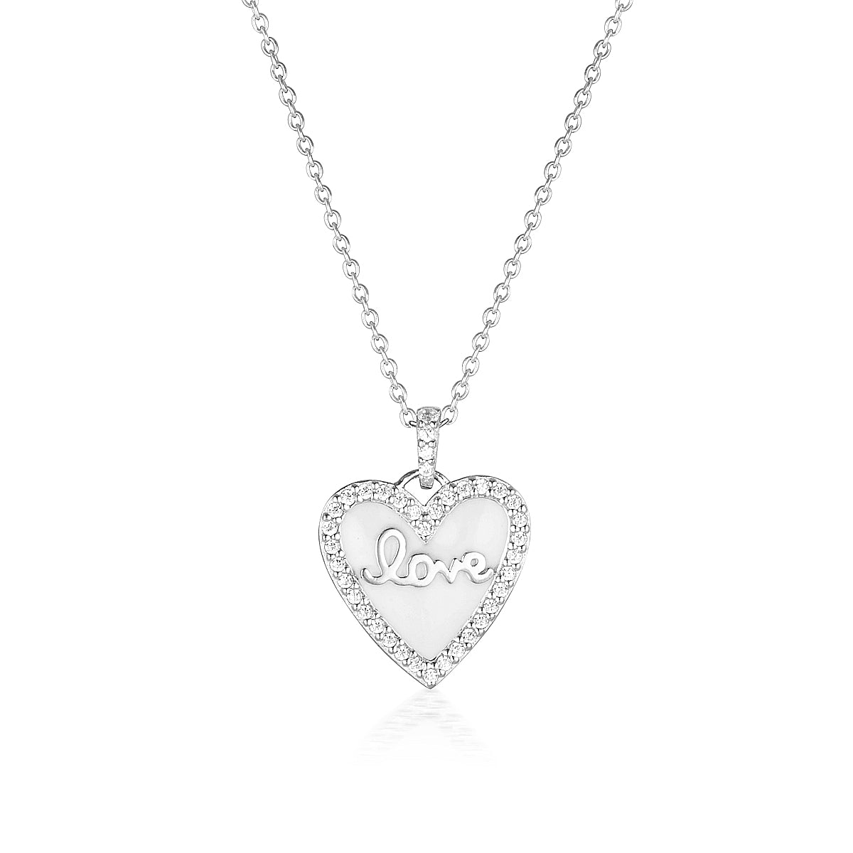 GEORGINI REFLECTION ENAMEL LOVE HEART PENDANT SILVER Georgini 