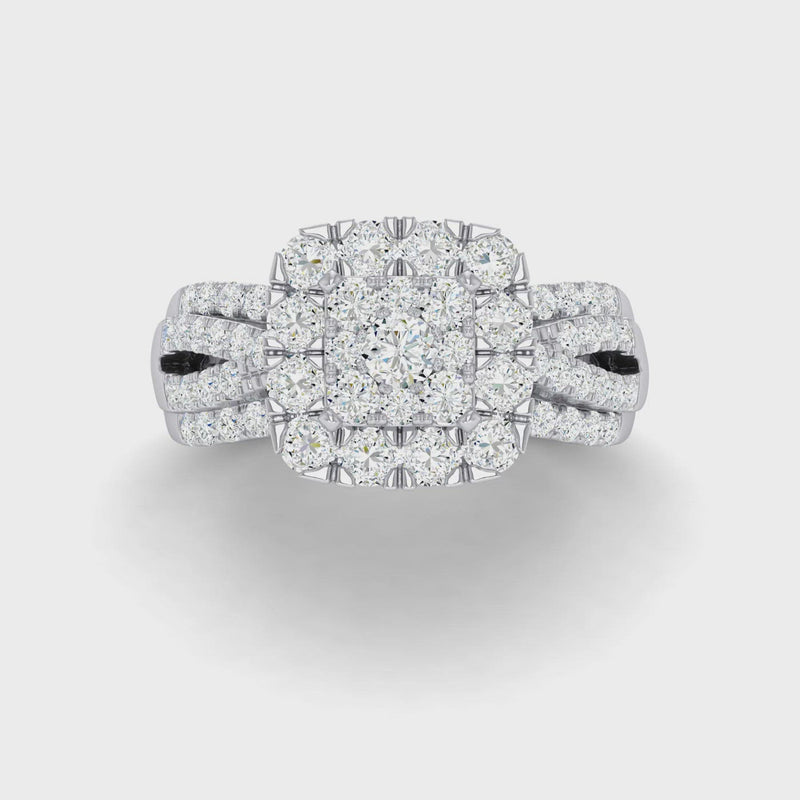 Square Surround Ring with 1.00ct of Diamonds in 9ct White Gold