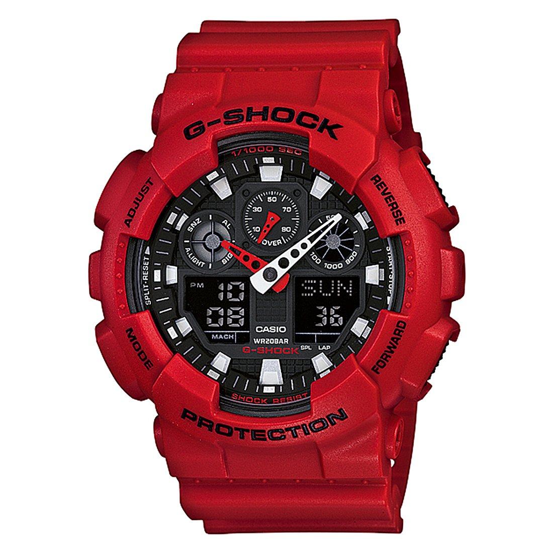 Casio G-Shock Black Analog-Digital Red Watch GA100B-4A Watches Casio 