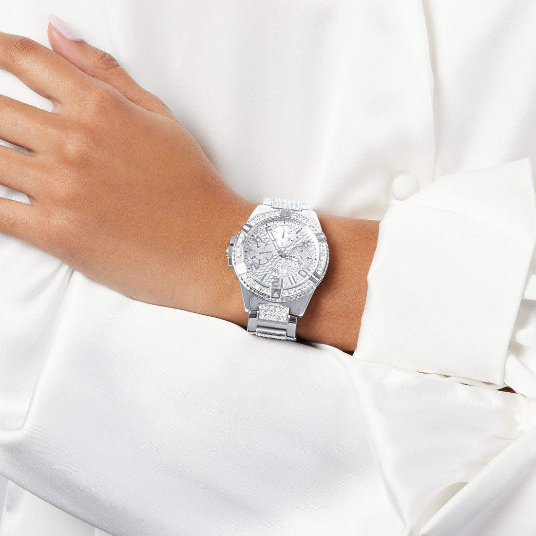 Guess Lady Frontier Silver Crystal Watch W1156L1 Watches Guess 