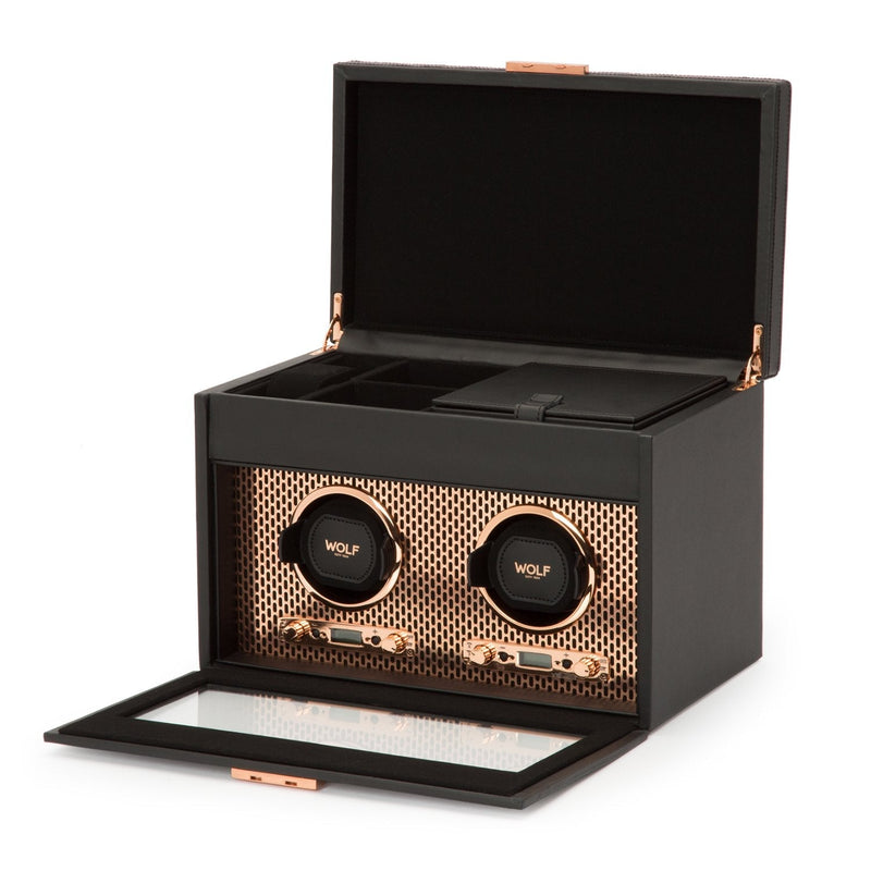 Wolf Axis Double Winder with Storage Copper Plated Watch Winder Wolf 