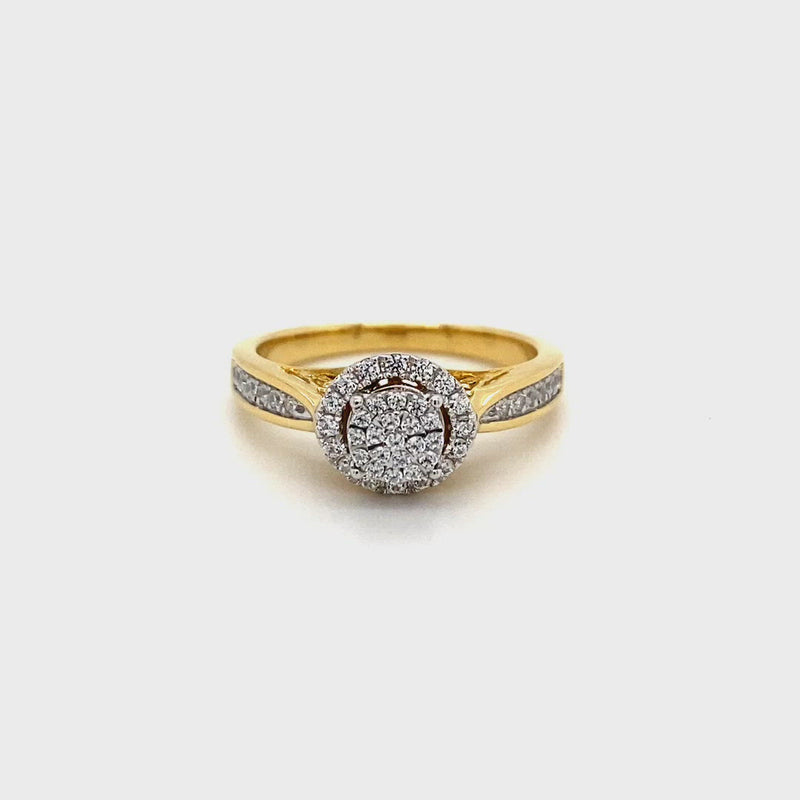 Brilliant Halo Ring with 1/3ct of Diamonds in 9ct Yellow Gold