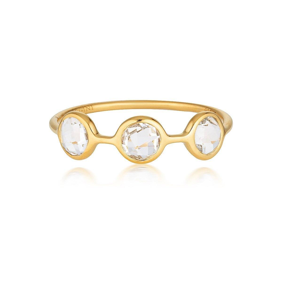 Georgini - Kiklo Yellow Gold White Topaz Ring Bevilles Jewellers 