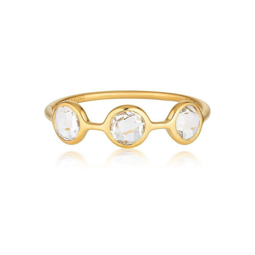 Georgini - Kiklo Yellow Gold White Topaz Ring Bevilles Jewellers 