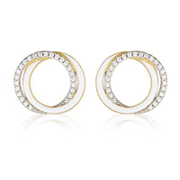 GEORGINI REFLECTION CIRCLES EARRING GOLD, SILVER & WHITE ENAMEL Georgini 