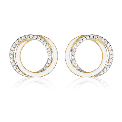 GEORGINI REFLECTION CIRCLES EARRING GOLD, SILVER & WHITE ENAMEL Georgini 