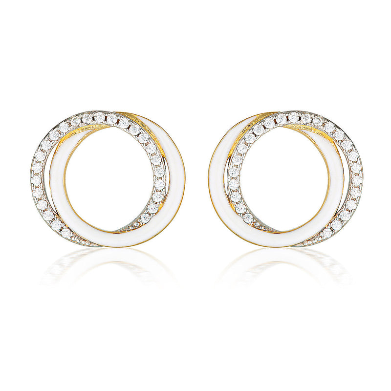 GEORGINI REFLECTION CIRCLES EARRING GOLD, SILVER & WHITE ENAMEL Georgini 