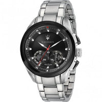 Maserati Traguardo 45mm Black Dial Silver Bracelet Watch Bevilles Jewellers 