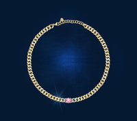 Chiara Ferragni Chain Collection Pink Stone Gold Necklace Bevilles Jewellers 