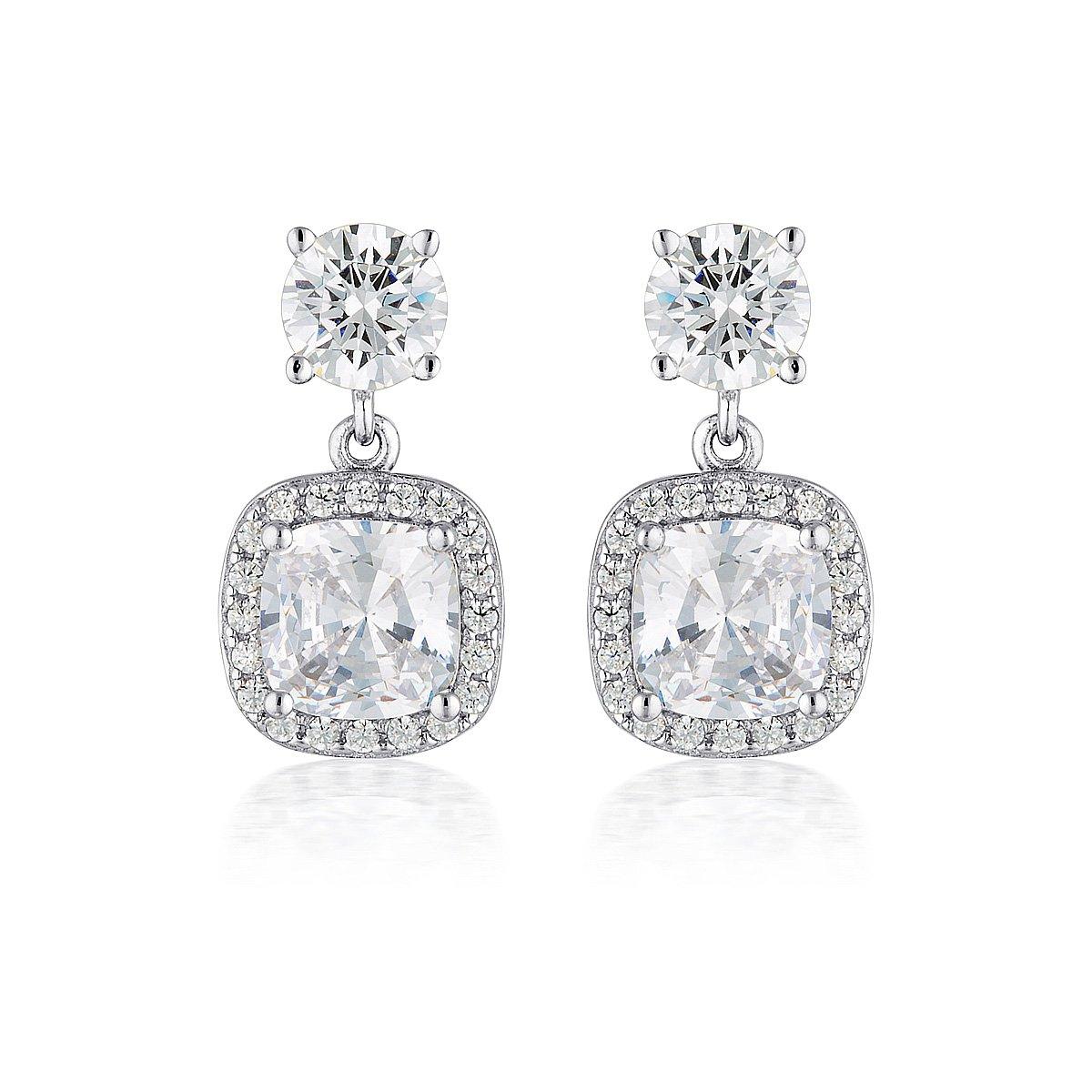 WHITE CZ RHODIUM 3MILS EARRING Bevilles Jewellers 