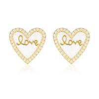 GEORGINI REFLECTION ENAMEL LOVE HEART STUD EARRINGS GOLD Georgini 