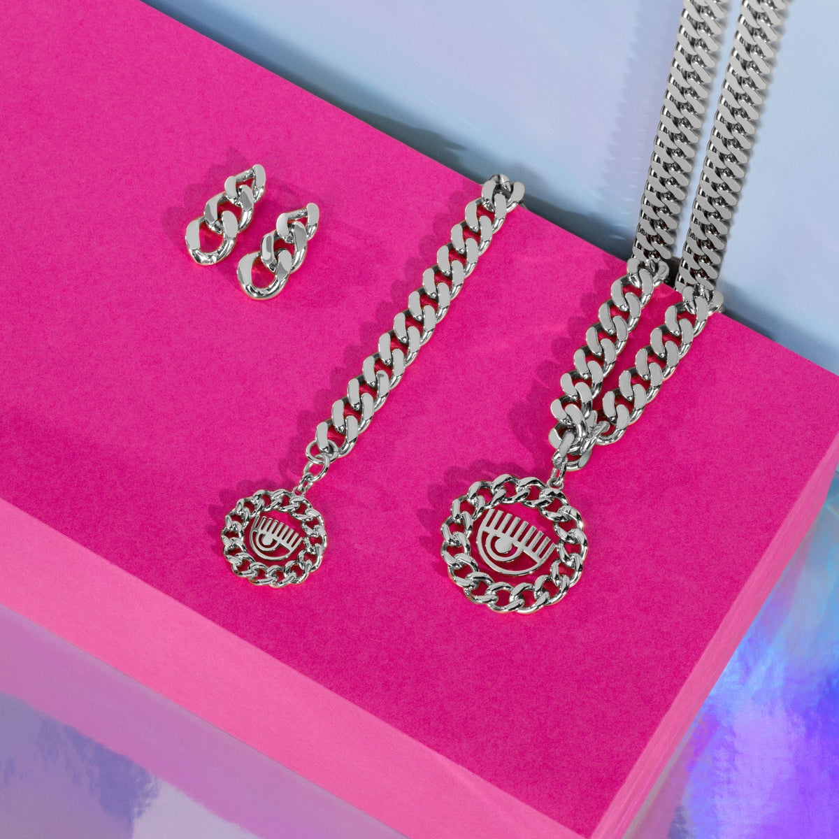 Chiara Ferragni Chain Collection Silver Eye Pendant Bevilles Jewellers 