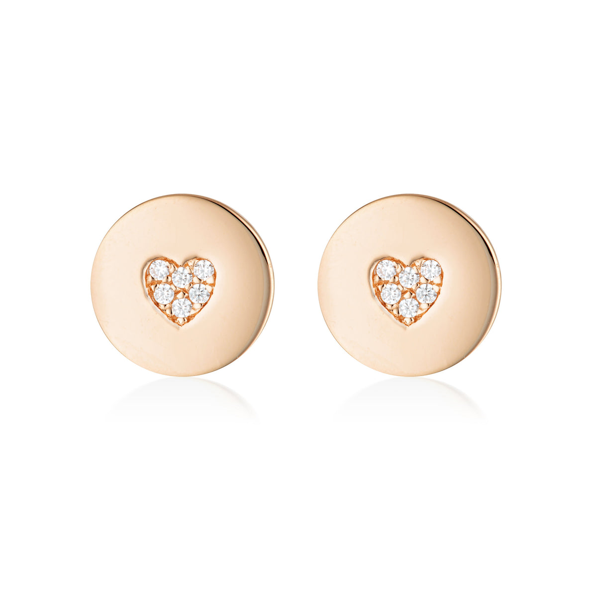 GEORGINI ROCK STAR HEART DISC ROSE GOLD EARRINGS Georgini 