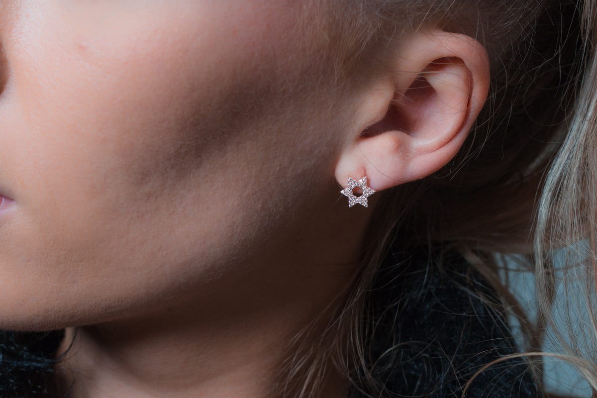 GEORGINI ROCK STAR STAR OF DAVID ROSE GOLD EARRINGS Georgini 