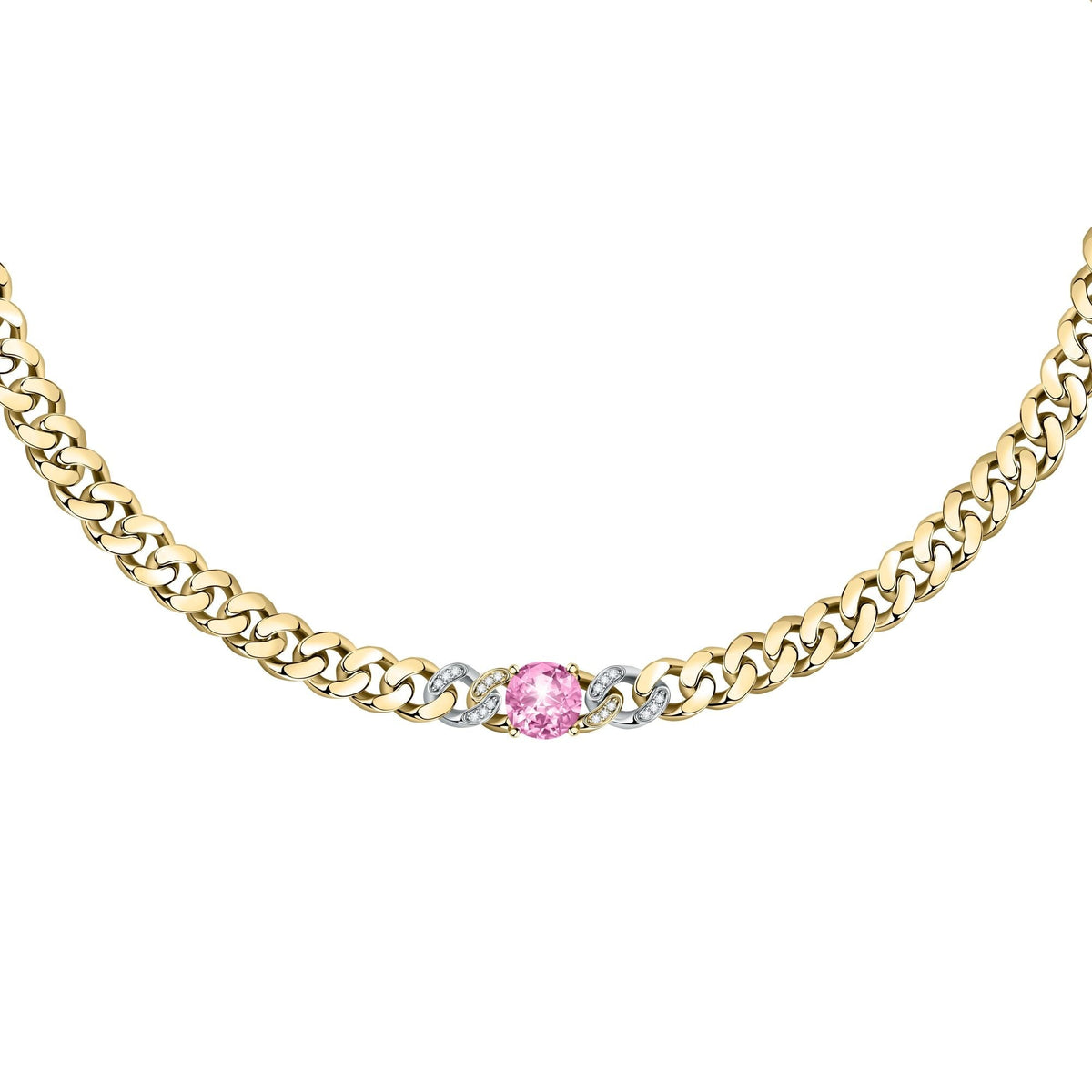 Chiara Ferragni Chain Collection Pink Stone Gold Necklace Bevilles Jewellers 
