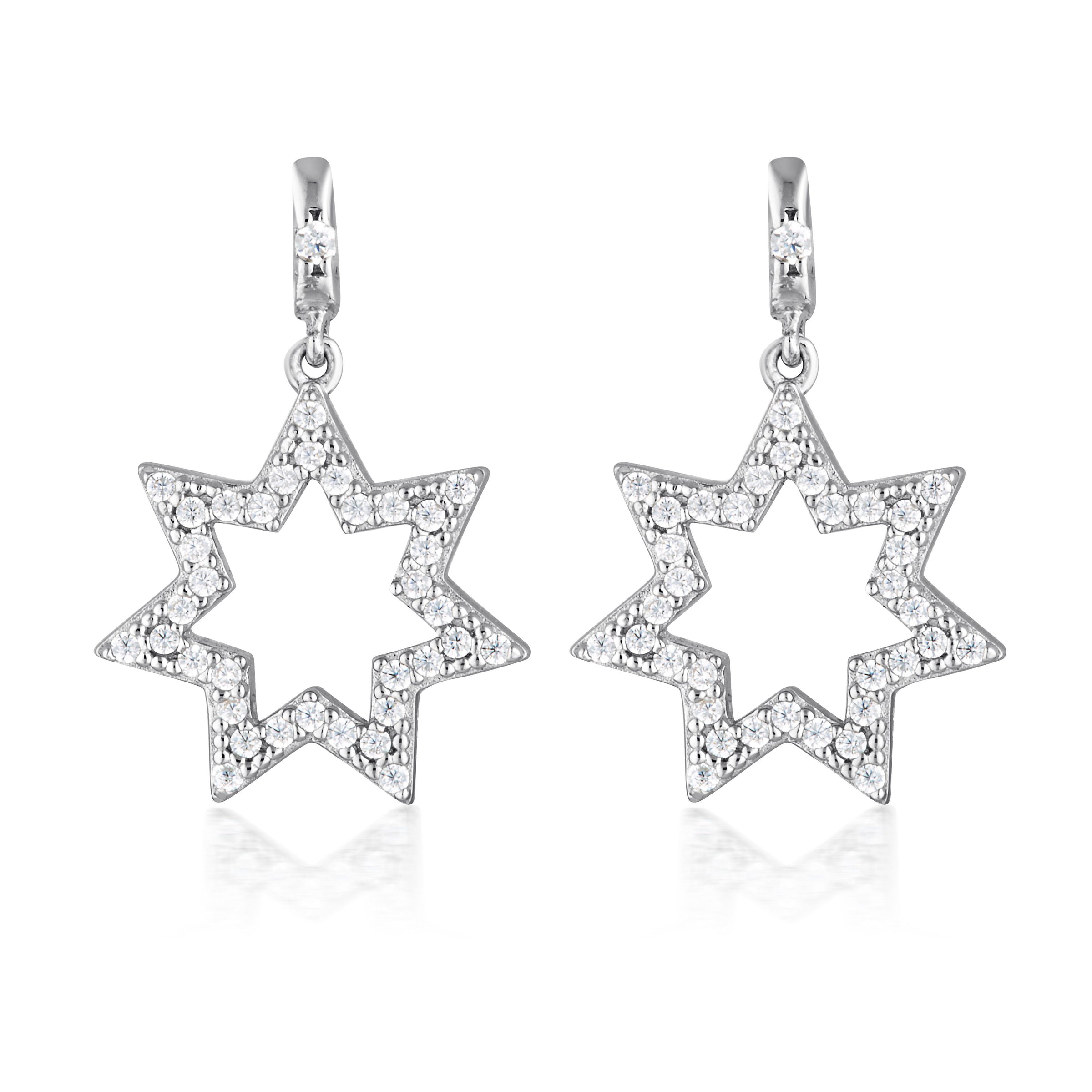 GEORGINI COMMONWEALTH COLLECTION STAR EARRINGS SILVER Bevilles Jewellers 