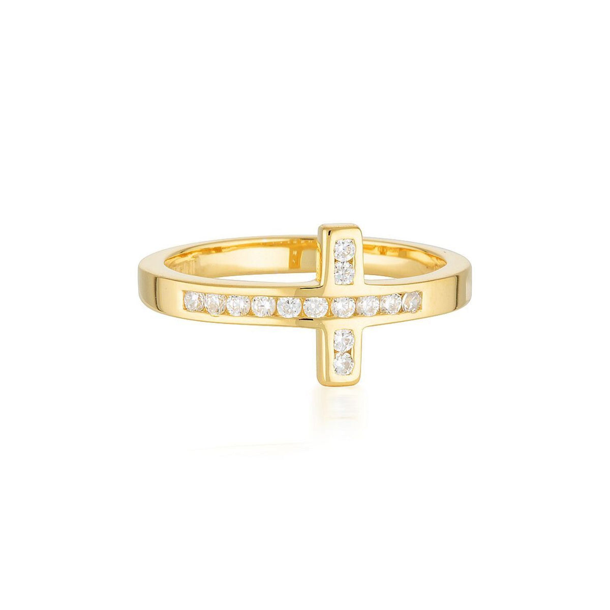 Georgini-Spiritus 18ct Gold Plated Sterling Silver Cubic Zirconia Wrap Cross Ring Bevilles Jewellers 