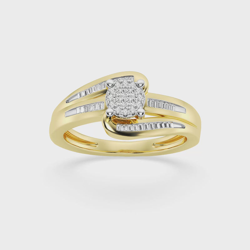 Invisible Princess Ring with 1/5ct of Diamonds in 9ct Yellow Gold