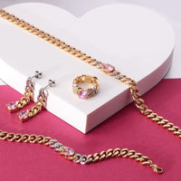 Chiara Ferragni Chain Collection Pink Stone Gold Necklace Bevilles Jewellers 