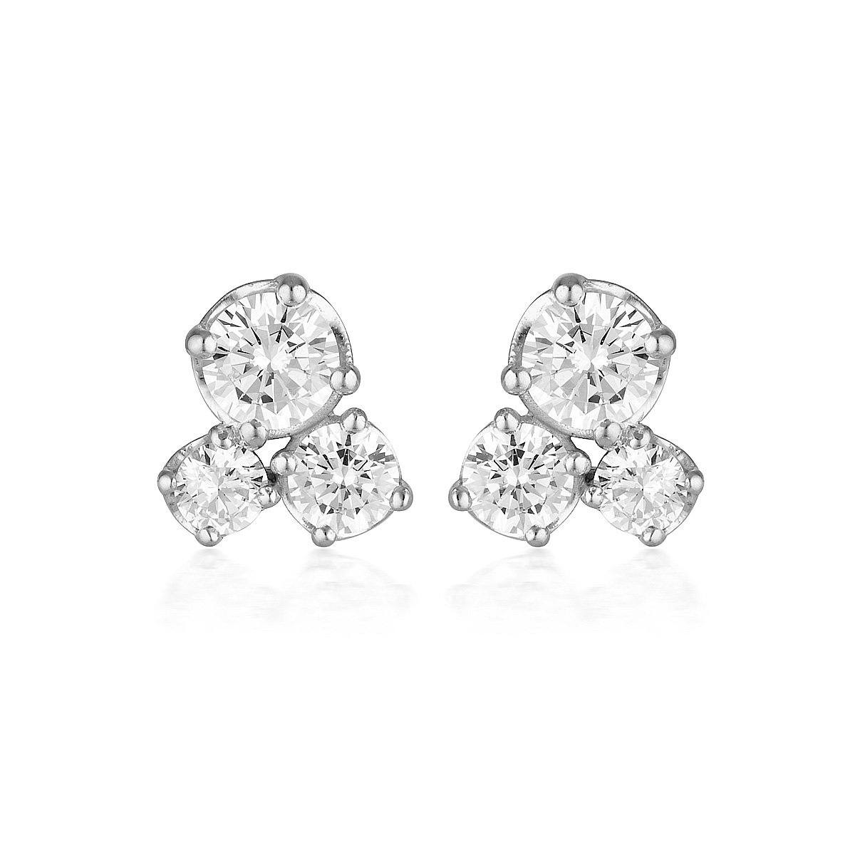 WHITE CZ RHODIUM 3MILS EARRING Bevilles Jewellers 