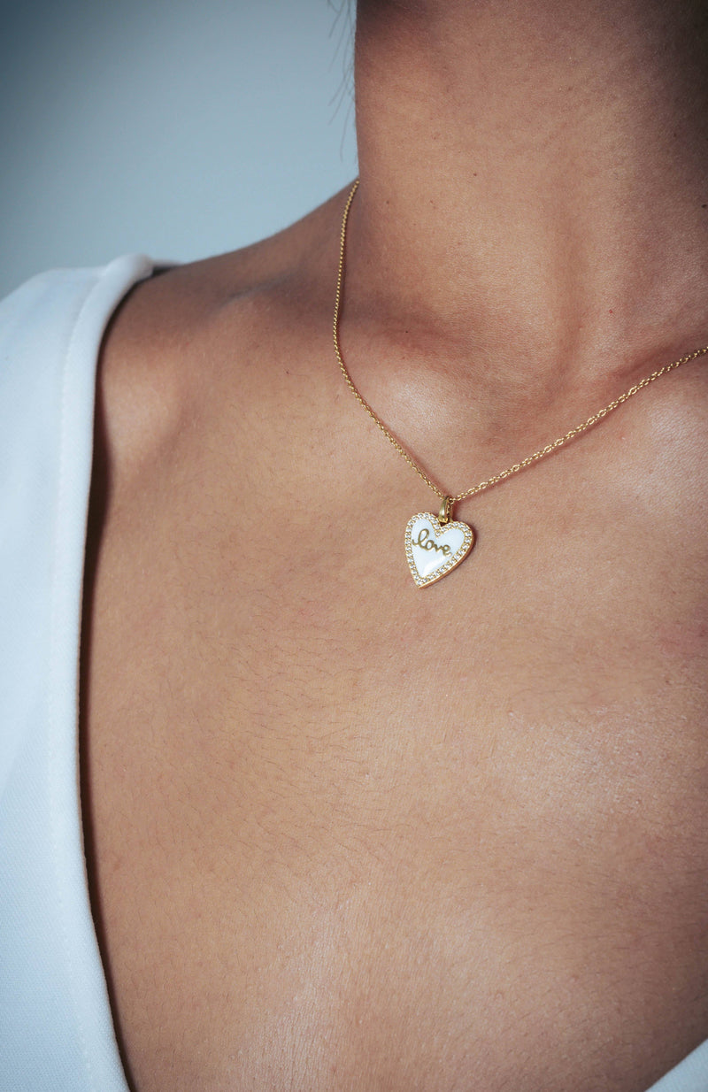 GEORGINI REFLECTION ENAMEL LOVE HEART PENDANT GOLD Georgini 