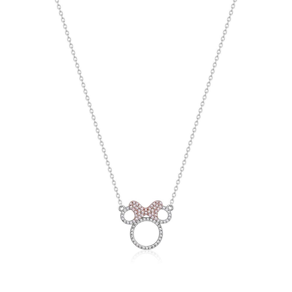 Disney Minnie Mouse Outline Cubic Zirconia Silver Necklace Necklaces Disney by Couture Kingdom 
