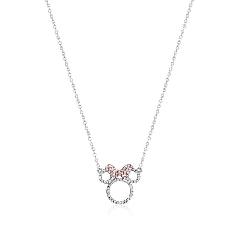Disney Minnie Mouse Outline Cubic Zirconia Silver Necklace Necklaces Disney by Couture Kingdom 