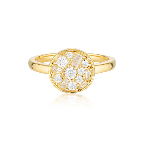 MOSAIC DISC GOLD RING Bevilles Jewellers 