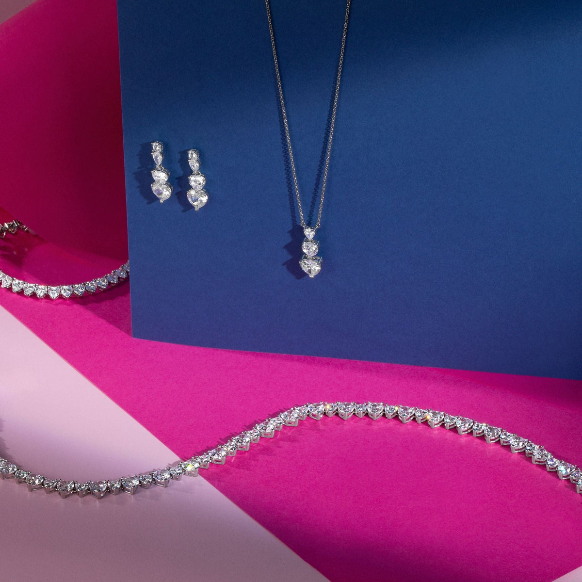 Chiara Ferragni Diamond Heart White Tri-stone Earrings Bevilles Jewellers 