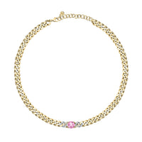 Chiara Ferragni Chain Collection Pink Stone Gold Necklace Bevilles Jewellers 