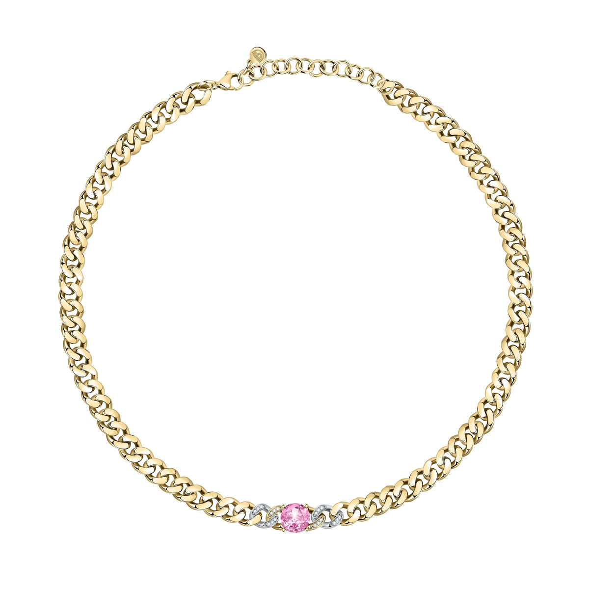 Chiara Ferragni Chain Collection Pink Stone Gold Necklace Bevilles Jewellers 