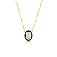 GEORGINI REFLECTION OVAL PENDANT GOLD & BLACK ENAMEL Georgini 