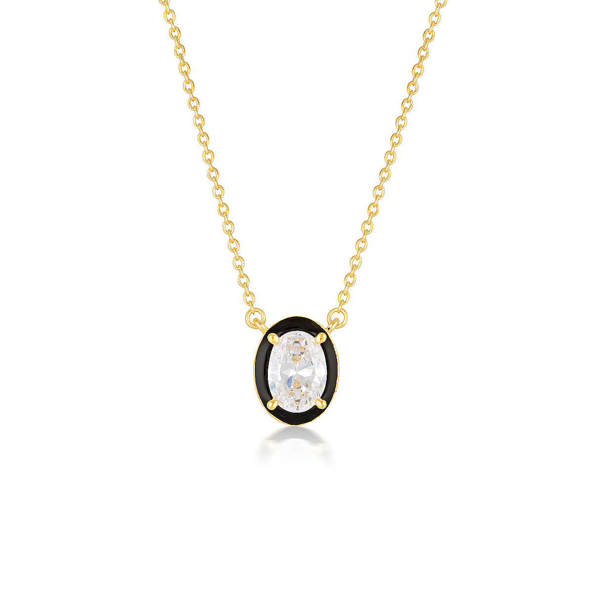GEORGINI REFLECTION OVAL PENDANT GOLD & BLACK ENAMEL Georgini 