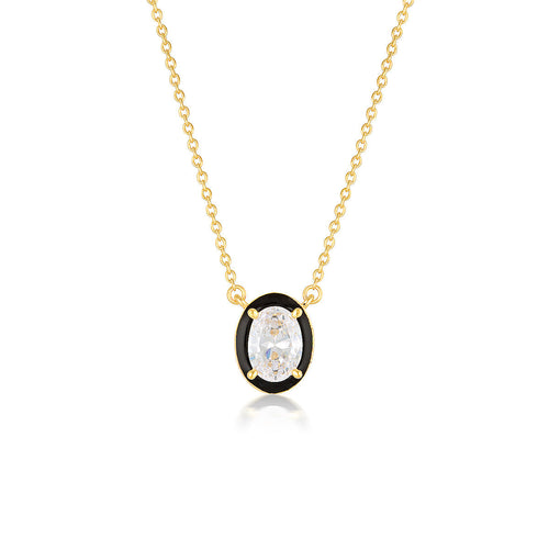 GEORGINI REFLECTION OVAL PENDANT GOLD & BLACK ENAMEL Georgini 