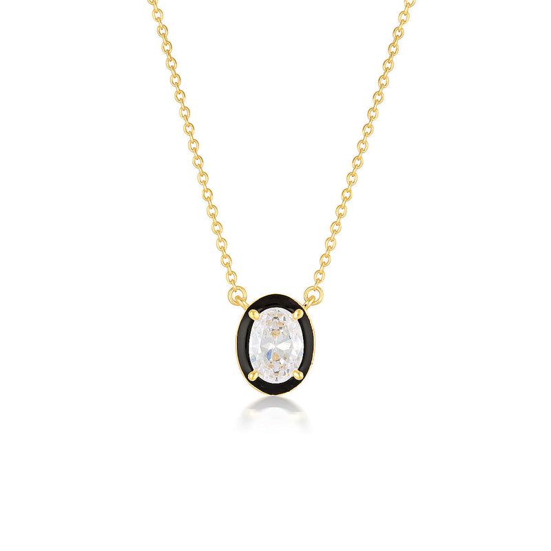 GEORGINI REFLECTION OVAL PENDANT GOLD & BLACK ENAMEL Georgini 