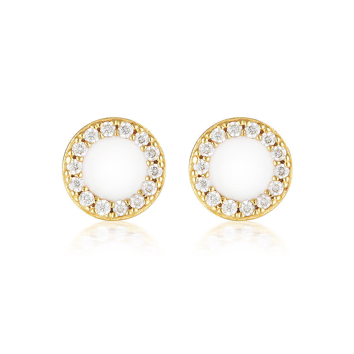 GEORGINI REFLECTION ENAMEL STUD EARRINGS GOLD & WHITE Georgini 