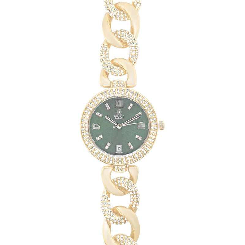 Roberto Carati Vivienne Gold and Green Watch with Crystals M9084-V4 Watches Roberto Carati 