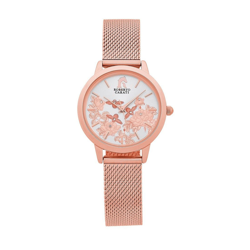 Roberto Carati Floral Rose Gold Mesh Band Watches Roberto Carati 
