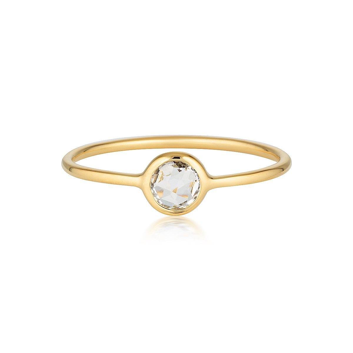 Georgini - Eos Yellow Gold White Topaz Ring Bevilles Jewellers 