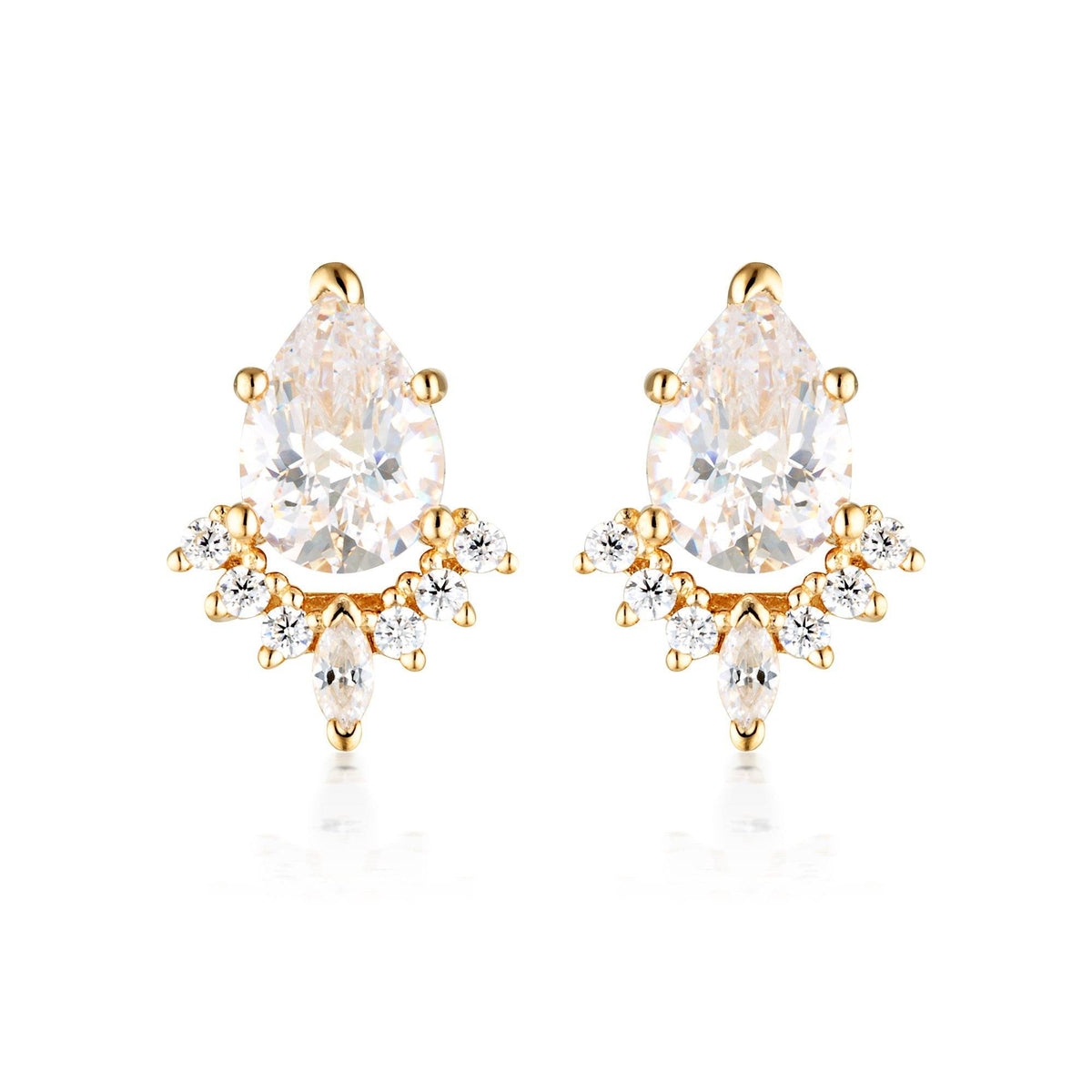 GEORGINI ICONIC BRIDAL PENELOPE EARRING GOLD Bevilles Jewellers 