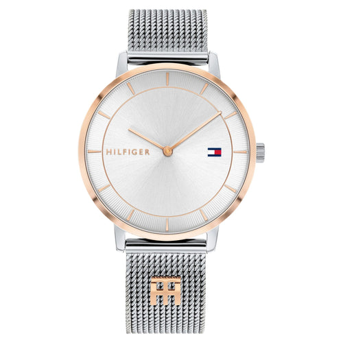 Tommy Hilfiger Tea Silver Case White Face Silver Mesh Band Watch 1782288 Watches Tommy Hilfiger 