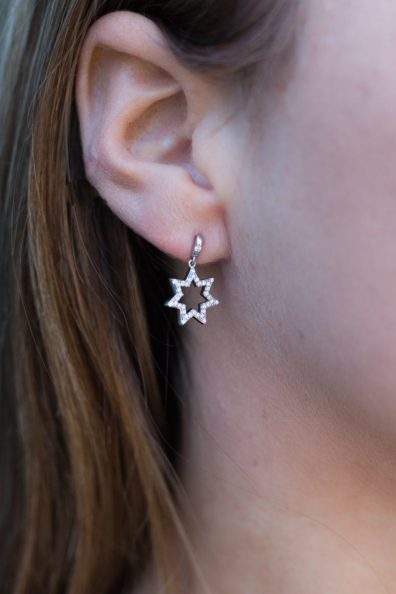 GEORGINI COMMONWEALTH COLLECTION STAR EARRINGS SILVER Bevilles Jewellers 