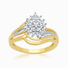 Cluster Ring with 0.10ct of Diamonds in 9ct Yellow Gold Rings Bevilles 