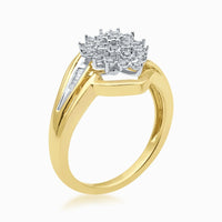 Cluster Ring with 0.10ct of Diamonds in 9ct Yellow Gold Rings Bevilles 
