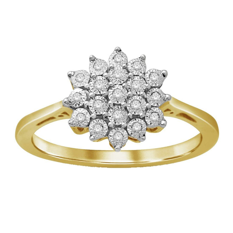Brilliant Illusion 0.07ct Diamond Set Ring in 9ct Yellow Gold Rings Bevilles 